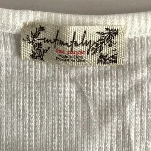 Free People Ribbed Crop White High Neck Sleeveless L - Picture 3 of 9